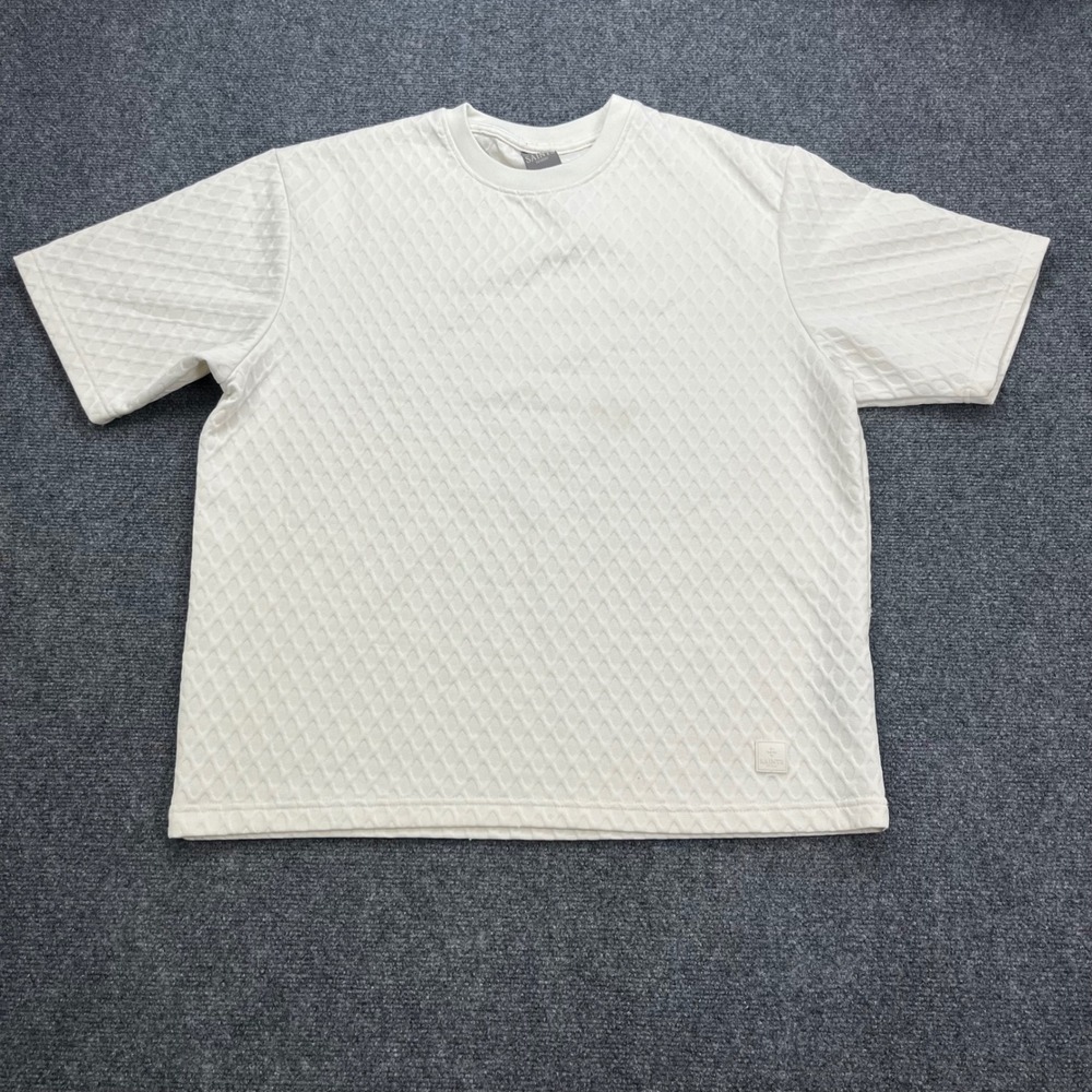 Saints Studio Quilted Diamond Knit Streetwear Off White Short Sleeve Shirt